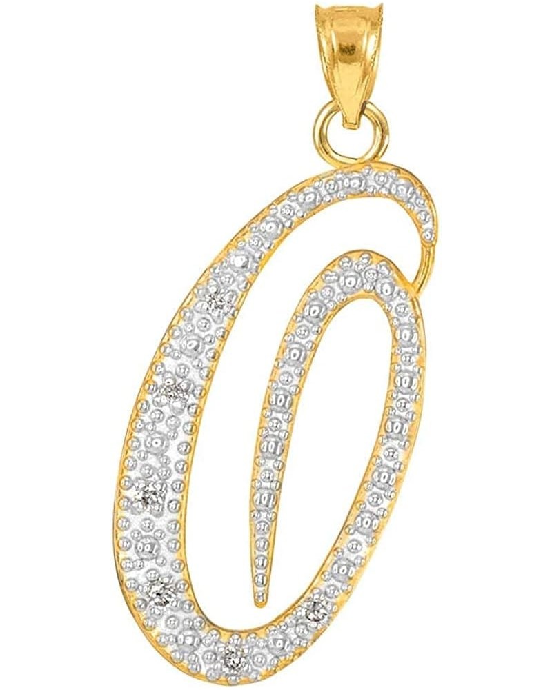 14K Gold Diamond Accented Fine Dangling Cursive Initial A-Z Charm 3/4" Pendant (J-K Color, I1-I2 Clarity) - Choice of Initial...