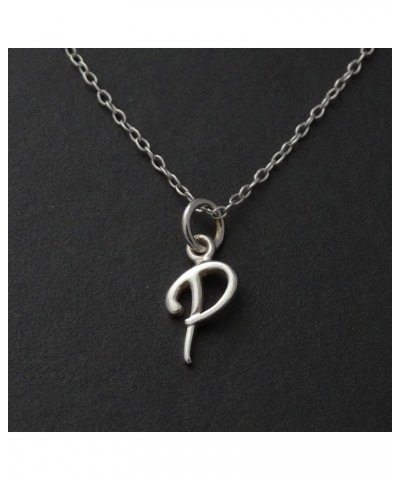 Sterling Silver Tiny Initial Letter Necklace for Women P $10.25 Necklaces