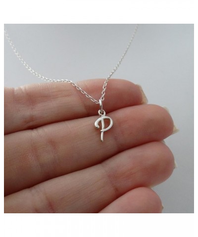 Sterling Silver Tiny Initial Letter Necklace for Women P $10.25 Necklaces