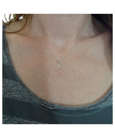 Sterling Silver Tiny Initial Letter Necklace for Women P $10.25 Necklaces