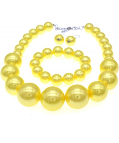 Large Simulated Pearl Necklace For Women Chunky Pearl Statement Necklace Set Beaded Choker 1920s Costume Jewelry Yellow Pearl...