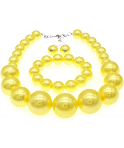 Large Simulated Pearl Necklace For Women Chunky Pearl Statement Necklace Set Beaded Choker 1920s Costume Jewelry Yellow Pearl...