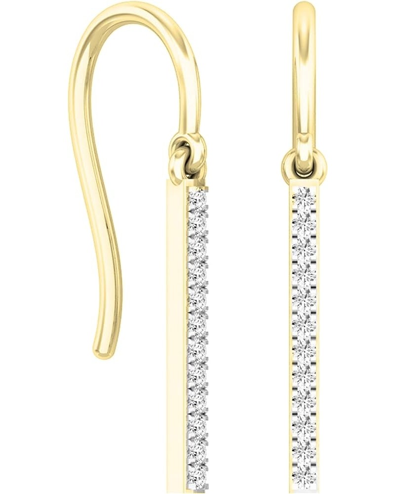 Round White Diamond Vertical Bar French Wire Dangle Earrings for Women in 14K Gold Yellow Gold 0.15 CT $70.32 Earrings