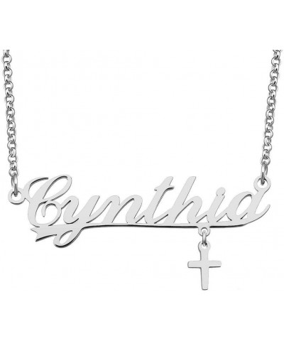 Custom Stainless Steel Pendant Customized Plate Silver Personalized Name Necklace Cynthia $10.31 Necklaces