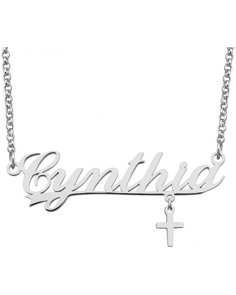 Custom Stainless Steel Pendant Customized Plate Silver Personalized Name Necklace Cynthia $10.31 Necklaces