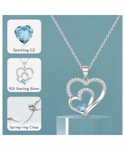 Love Heart Birthstone Necklace for Women, S925 Sterling Silver Heart Jewelry for Women Girls Mothers Silver Heart Necklace Bi...