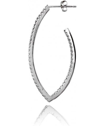 Sterling Silver Cubic Zirconia Inside Out Marquise Half Hoop Earrings, 31mm, 39mm, or 46mm 39 Millimeters Sterling Silver $18...