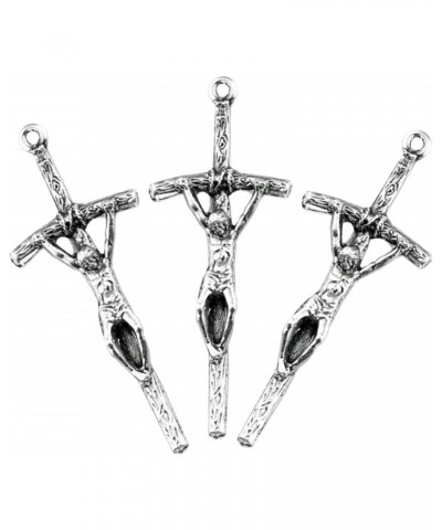 Silver Toned Base Papal Cross Crucifix Pendant for Prayer Rosary, Lot of 3, 1 1/2 Inch $10.89 Pendants