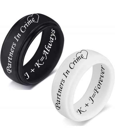 SHNIAN Silicone Rings His and Hers Sun and Moon Matching Rings Couples Rings Comfortable Fit Custom Engraved Wedding Engageme...