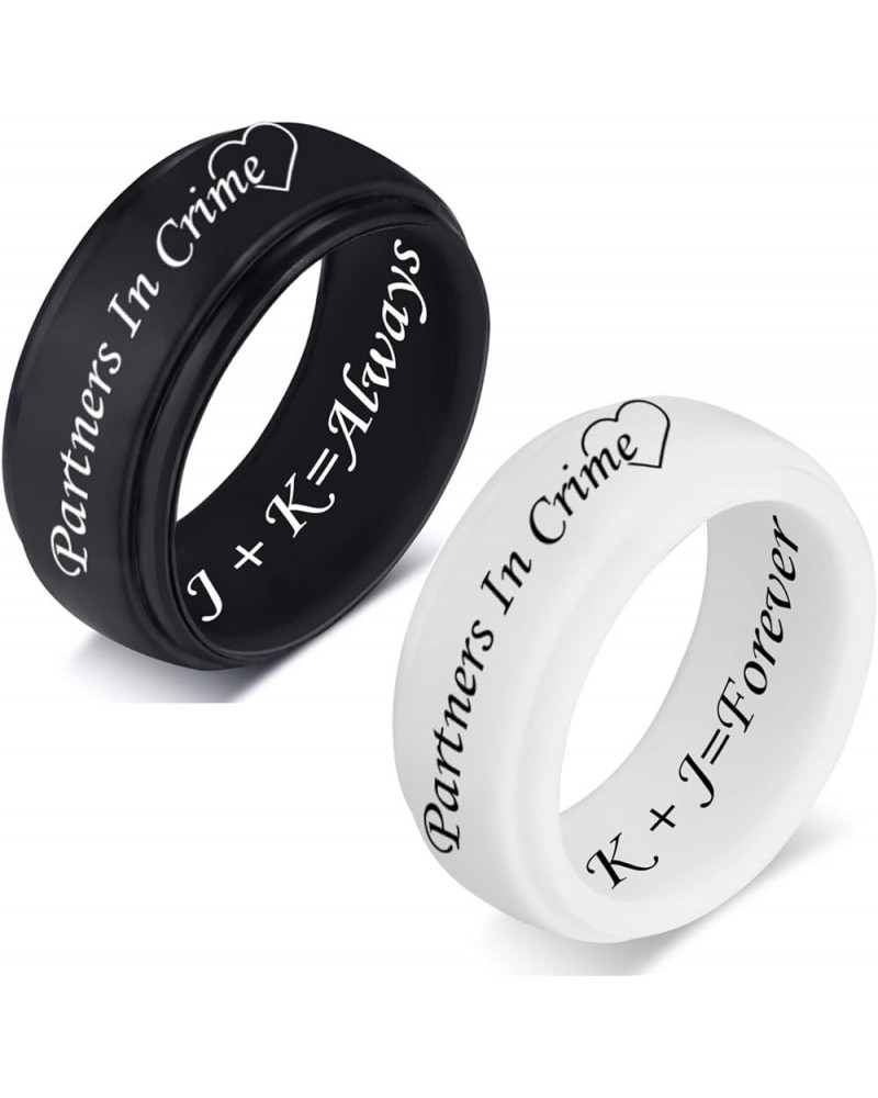 SHNIAN Silicone Rings His and Hers Sun and Moon Matching Rings Couples Rings Comfortable Fit Custom Engraved Wedding Engageme...