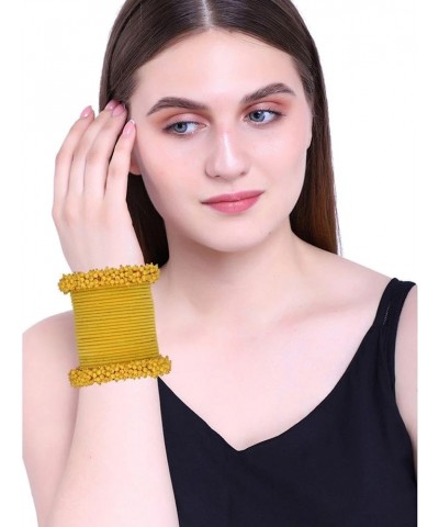 Boho Antique Oxidized Indian Jewelry Tribal Crystal Velvet Bracelet Bangle Set Yellow (Set of 26 Pcs) 2-6 $11.30 Bracelets