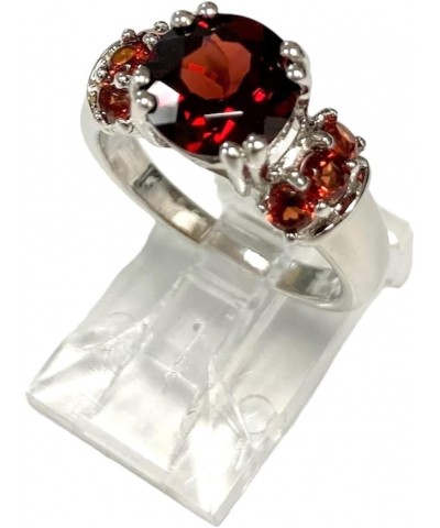 925 Sterling Silver Genuine Garnet 2-1/2 Ct Round Statement Ring $43.68 Rings