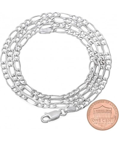 3mm Solid .925 Sterling Silver Flat Figaro Chain Necklace 20.0 Inches $23.00 Necklaces