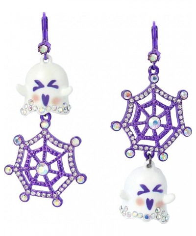 Ghost & Spider Web Drop Mismatch Earrings White/Purple $25.82 Earrings