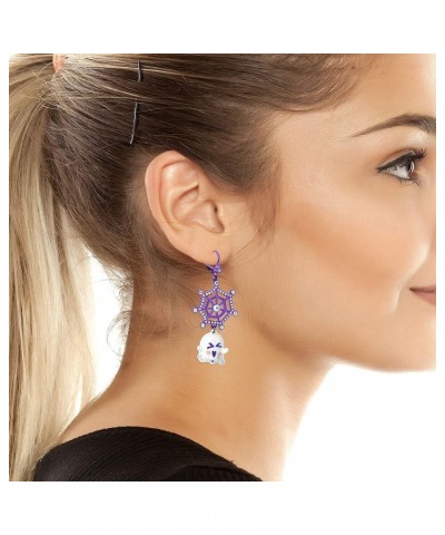 Ghost & Spider Web Drop Mismatch Earrings White/Purple $25.82 Earrings