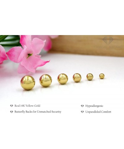 14K Yellow Gold Round Ball Studs 3mm - 10mm, Polished Smooth Earrings for Women, Butterfly Backing, 7mm $52.92 Earrings