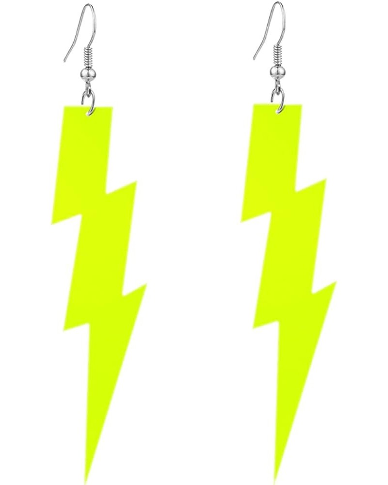 80s Neon Fluorescent Earrings Halloween Lightning Earrings Retro Acrylic Lightning Dangle Drop Earrings for Women Girls 80's ...