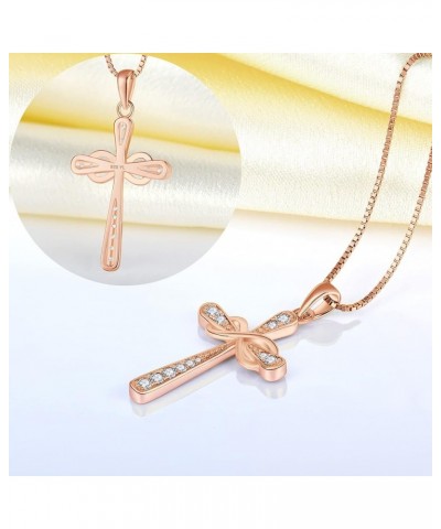 Cross Necklace 925 Sterling Silver Infinity Pendant Religious Jewelry Christian Baptism Gift 04-diamond-Apr-all 18k rose gold...