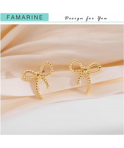 Gold Silver Bow Earrings for Women Fashion Earrings Gift Twisted Bow Gold $11.20 Earrings