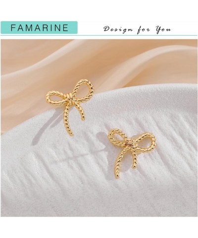 Gold Silver Bow Earrings for Women Fashion Earrings Gift Twisted Bow Gold $11.20 Earrings