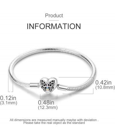 925 Sterling Silver Charms Bracelet for Women Butterfly Best Friend Heart Moon and Star Snake Chain Charm Bracelet with 5A Cu...