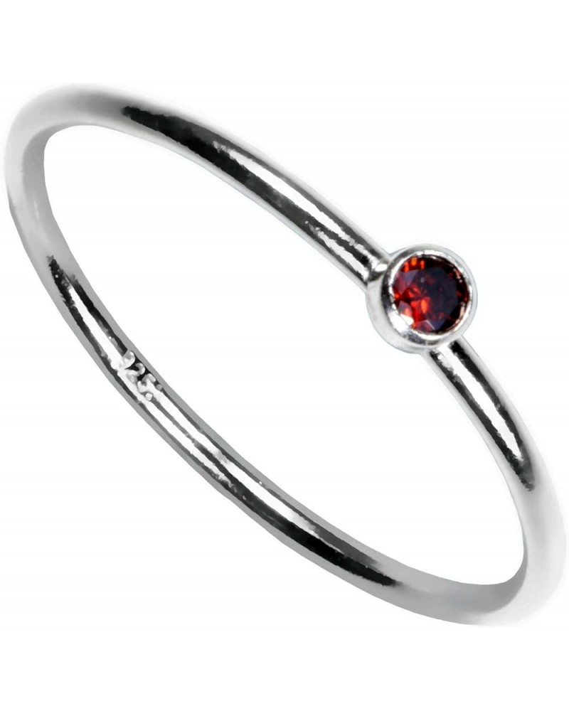 Sterling Silver Colors Cubic Zirconia Stacking Rings Orangey-Red-Color $8.42 Rings