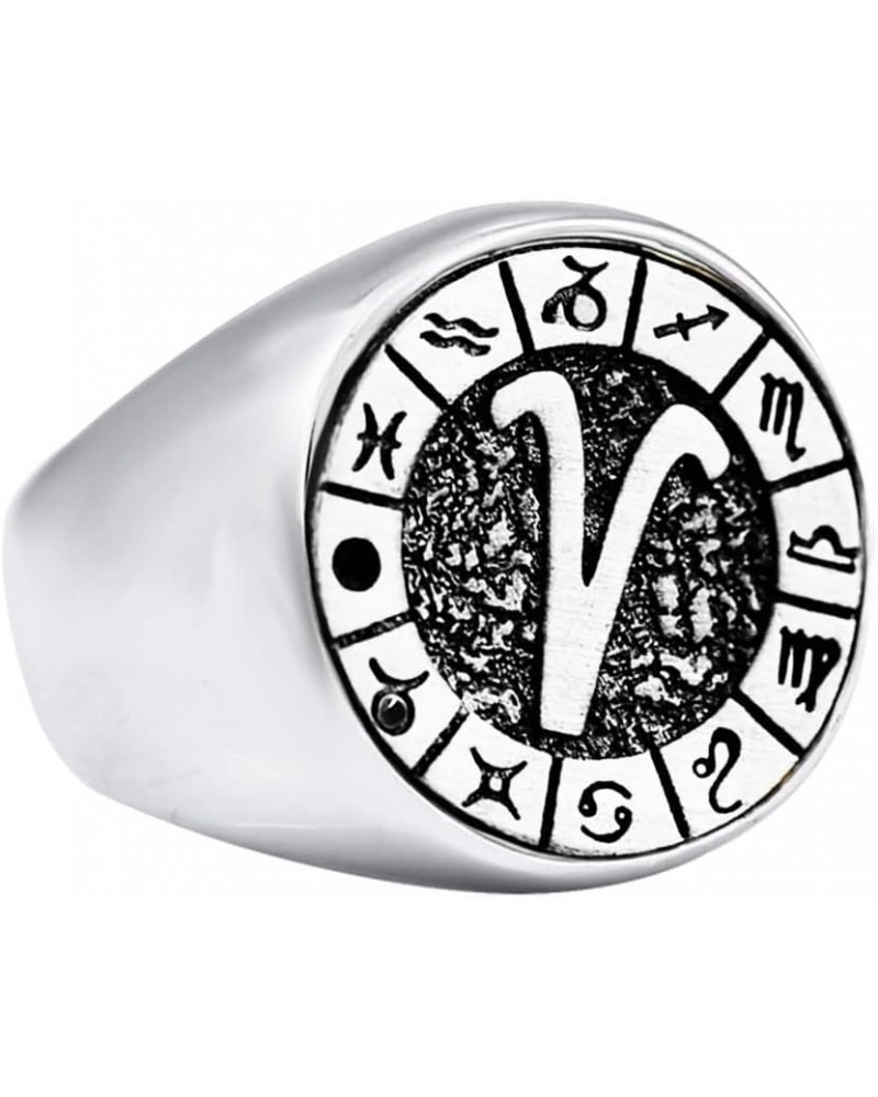 Unisex Stainless Steel Simple 12 Constellation Zodiac Signet Ring Horoscope Astrology Silver Aries $8.79 Others