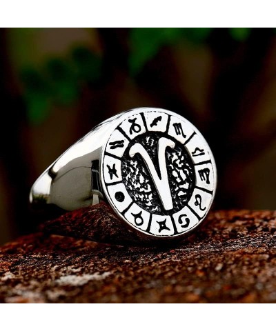 Unisex Stainless Steel Simple 12 Constellation Zodiac Signet Ring Horoscope Astrology Silver Aries $8.79 Others