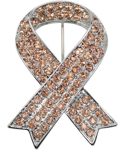 Gorgeous Rhinestone Crystal Awareness Ribbon Brooch Pin Peach $13.40 Brooches & Pins