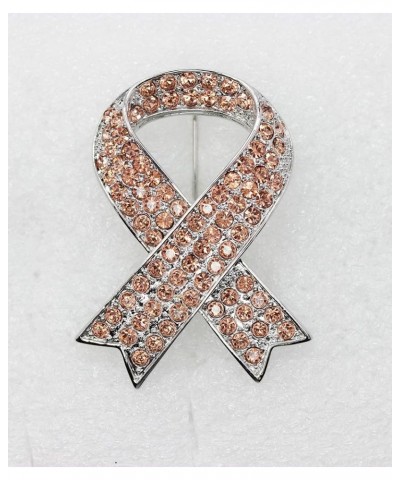 Gorgeous Rhinestone Crystal Awareness Ribbon Brooch Pin Peach $13.40 Brooches & Pins