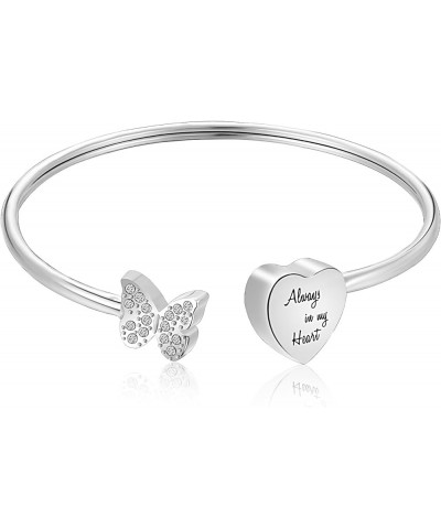 Urn Bracelet for Human Ashes Butterfly Heart Ash Bracelet for Women Stainless Steel Openable Cuff Bangle Cremation Bracelet -...