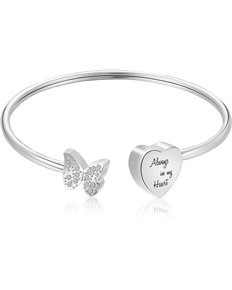 Urn Bracelet for Human Ashes Butterfly Heart Ash Bracelet for Women Stainless Steel Openable Cuff Bangle Cremation Bracelet -...