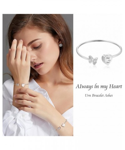 Urn Bracelet for Human Ashes Butterfly Heart Ash Bracelet for Women Stainless Steel Openable Cuff Bangle Cremation Bracelet -...