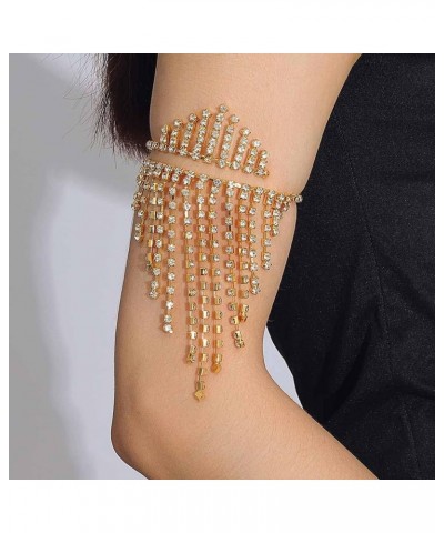 Rhinestone Arm Cuff Layered Tassel Arm Bracelet Upper Crystal Armband Open Cuff Dainty Upper Arm Cuff Jewelry For Women and G...