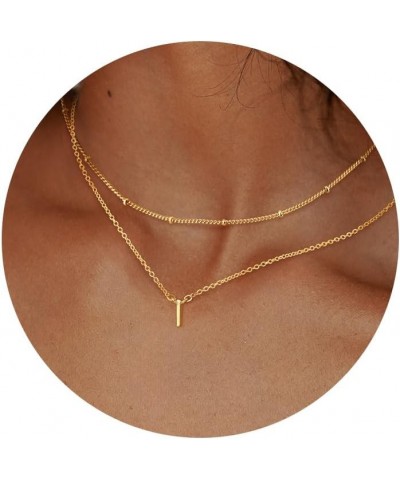 Trendy A-Z Letter Choker Pendant - Dainty 14K Gold Plated Layered Satellite Initial Necklace Set for Women Cute Jewelry Gift ...