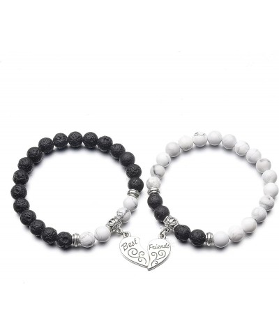 Best Friend Bracelet,Relationship Bracelets-Love Formed by the Bracelet Symbolizes Connected Heart A:Lava Stone & Howlite $11...