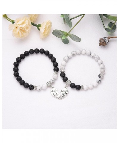 Best Friend Bracelet,Relationship Bracelets-Love Formed by the Bracelet Symbolizes Connected Heart A:Lava Stone & Howlite $11...