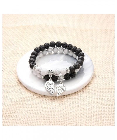 Best Friend Bracelet,Relationship Bracelets-Love Formed by the Bracelet Symbolizes Connected Heart A:Lava Stone & Howlite $11...