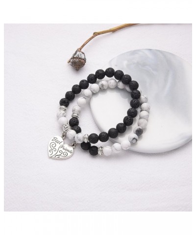 Best Friend Bracelet,Relationship Bracelets-Love Formed by the Bracelet Symbolizes Connected Heart A:Lava Stone & Howlite $11...