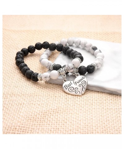 Best Friend Bracelet,Relationship Bracelets-Love Formed by the Bracelet Symbolizes Connected Heart A:Lava Stone & Howlite $11...