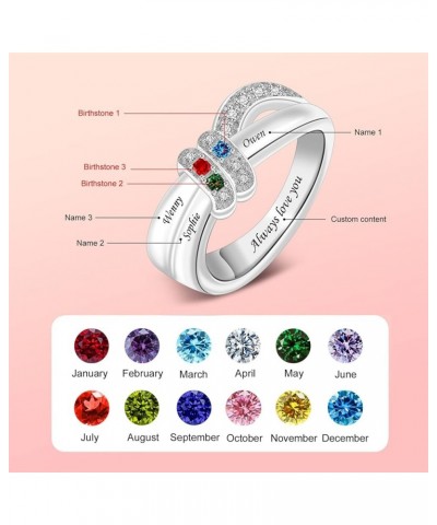 Personalized Name Rings with 1-8 Birthstone Sterling Silver Women's Ring Engraved Family Name Rings For Mother Custom Christm...