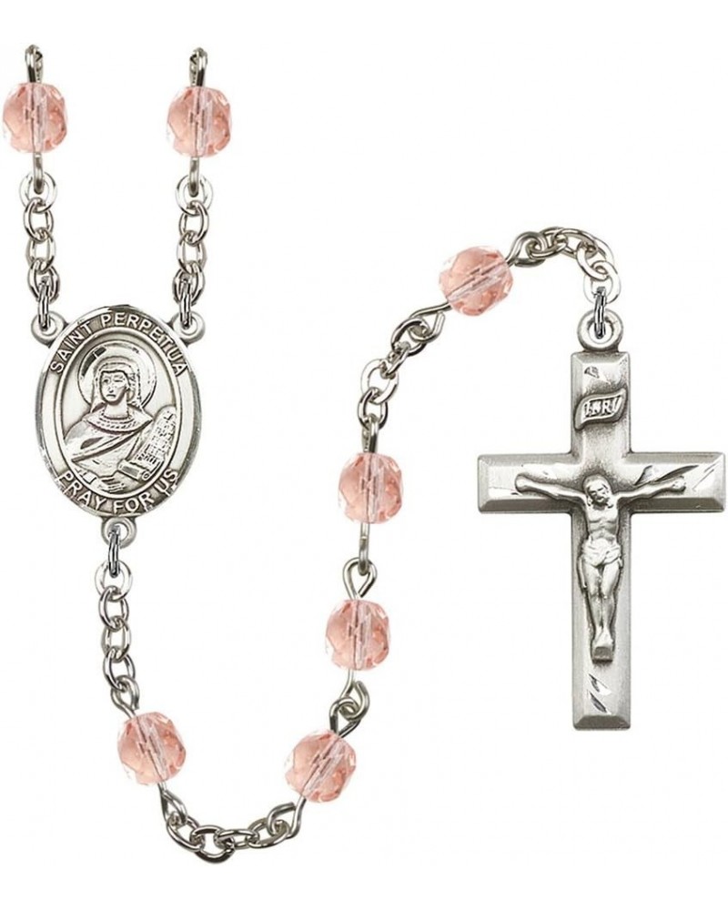 October Birth Month Prayer Bead Rosary with Patron Saint Centerpiece, 19 Inch Saint Perpetua $58.84 Necklaces