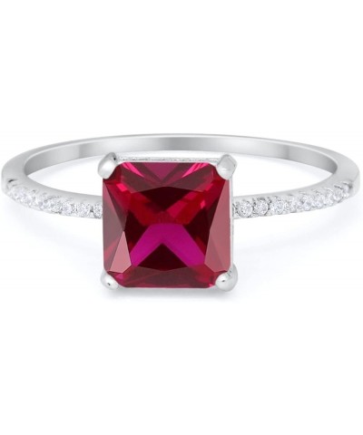 Cushion Cut Art Deco Wedding Engagement Bridal Ring Round Cubic Zirconia 925 Sterling Silver Simulated Ruby CZ $12.76 Rings