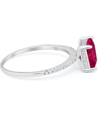 Cushion Cut Art Deco Wedding Engagement Bridal Ring Round Cubic Zirconia 925 Sterling Silver Simulated Ruby CZ $12.76 Rings