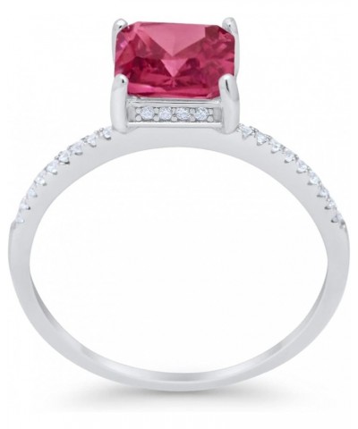 Cushion Cut Art Deco Wedding Engagement Bridal Ring Round Cubic Zirconia 925 Sterling Silver Simulated Ruby CZ $12.76 Rings