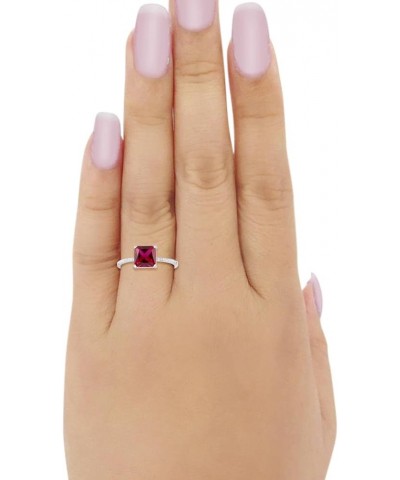 Cushion Cut Art Deco Wedding Engagement Bridal Ring Round Cubic Zirconia 925 Sterling Silver Simulated Ruby CZ $12.76 Rings