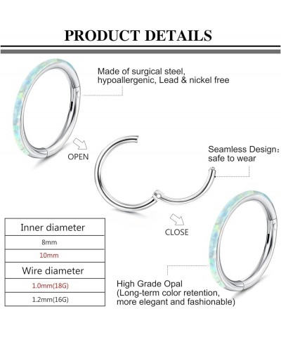 7Pcs 18G 16G Surgical Steel Nose Rings Hoops for Women Men Opal CZ Clicker Hinged Segment Septum Lip Hoop Nose Rings Helix Ca...