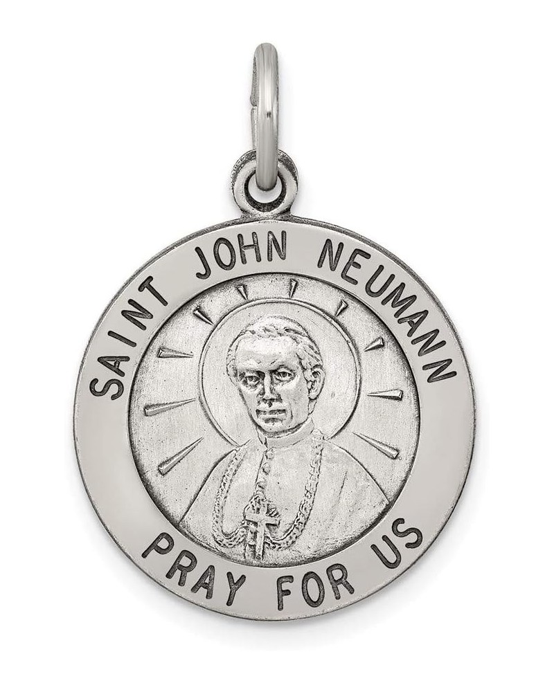 Sterling Silver Antiqued Saint John Neumann Medal 25mm 20mm style QC5745 $17.42 Pendants