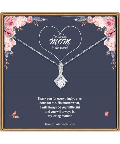 Mom Necklace Gifts for Mom, 14K White Gold Plated CZ Alluring Beauty Necklaces for Women Mother In Law Mom Gifts from Daughte...