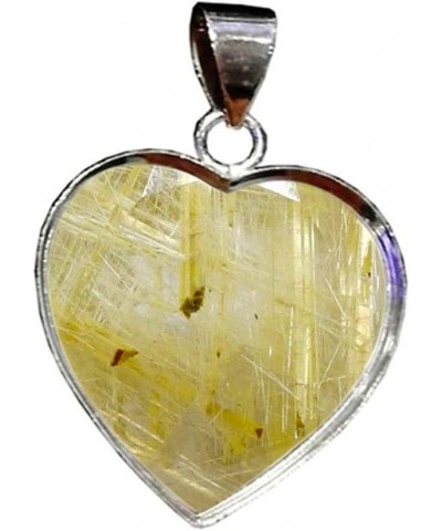 Choose Your Gemstone Pendants Heart Shape Sterling Silver 18K Gold Plated Locket For Men Women natural-faceted-Rutile-Quartz ...